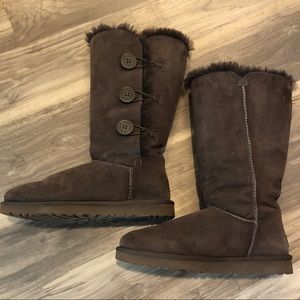 Tall, Dark Brown Bailey Button Triplet UGG Boots